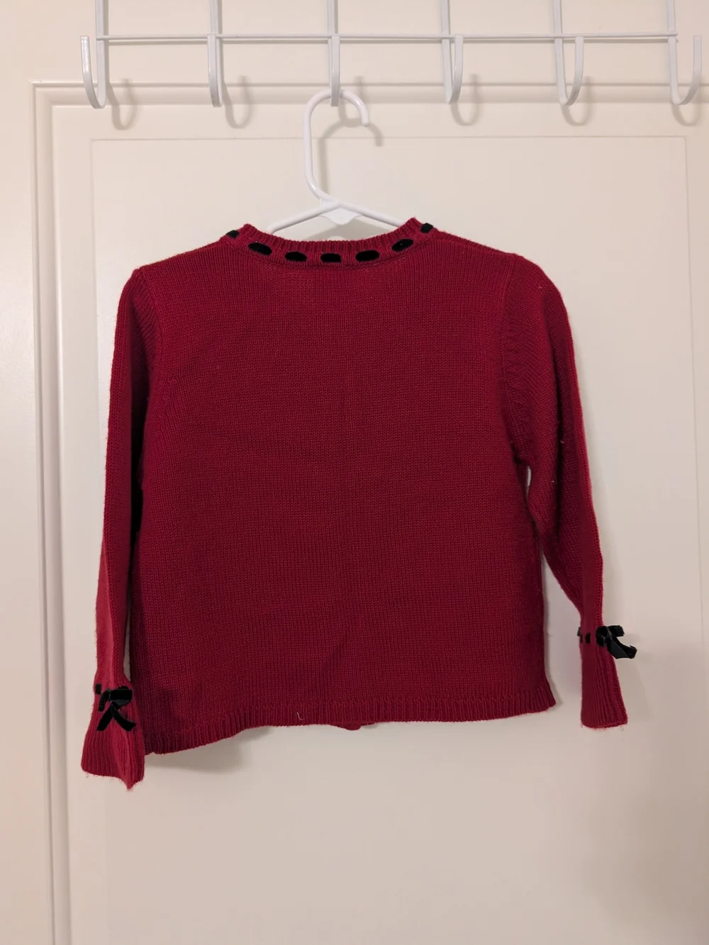 Vintage Gymboree Victorian Charm Red Velvet Bow Cardigan Sweater Size 3